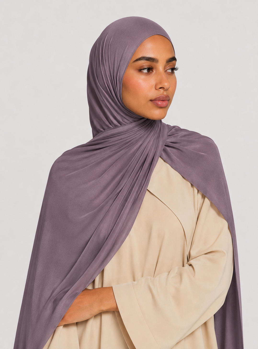 Premium Satin Jersey Hijab - dark lilac