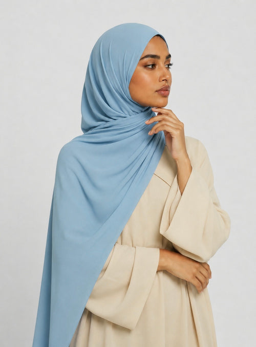 Premium Jersey Hijab - arctic blue