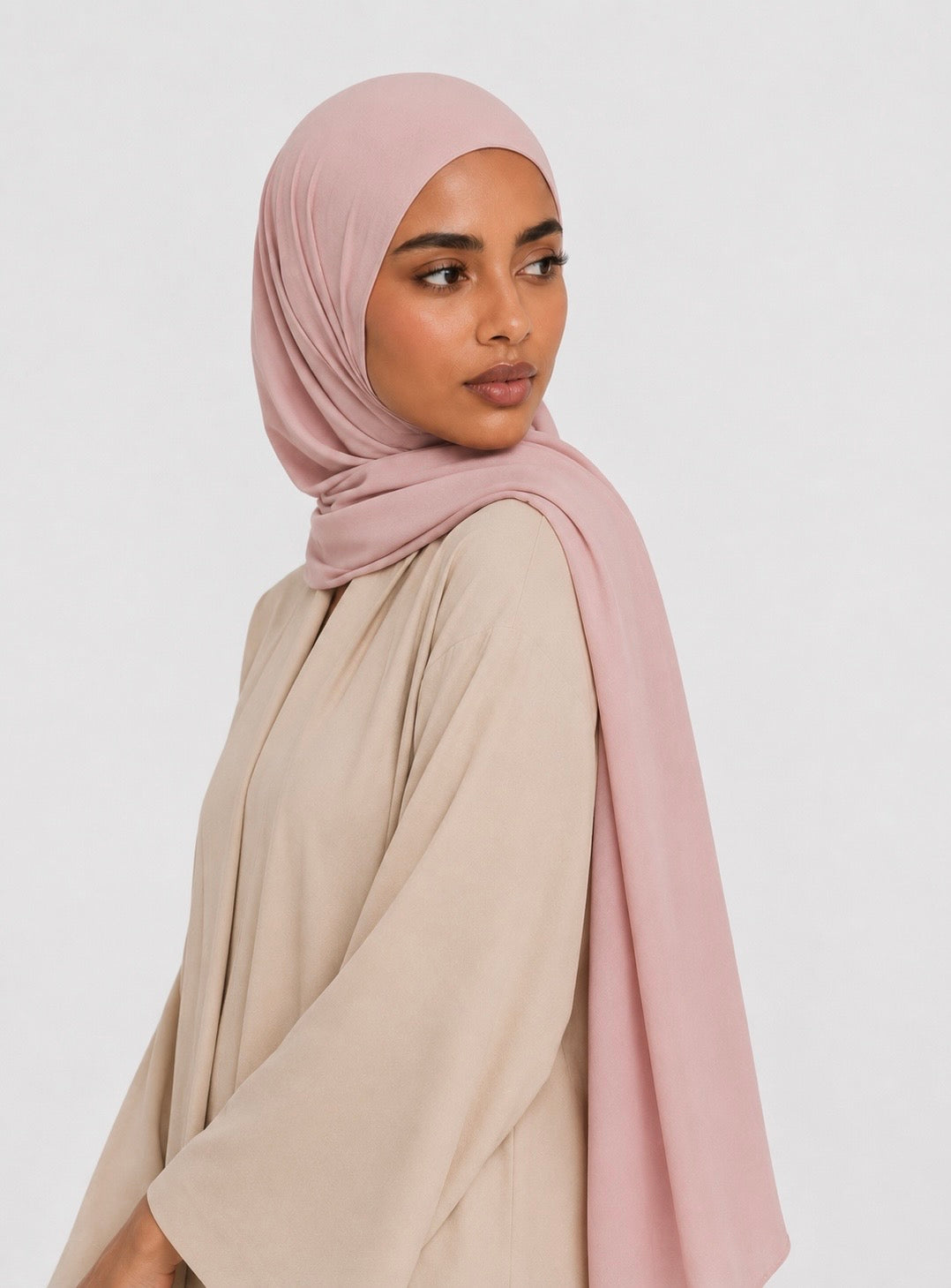Premium Satin Jersey Hijab - dusty pink