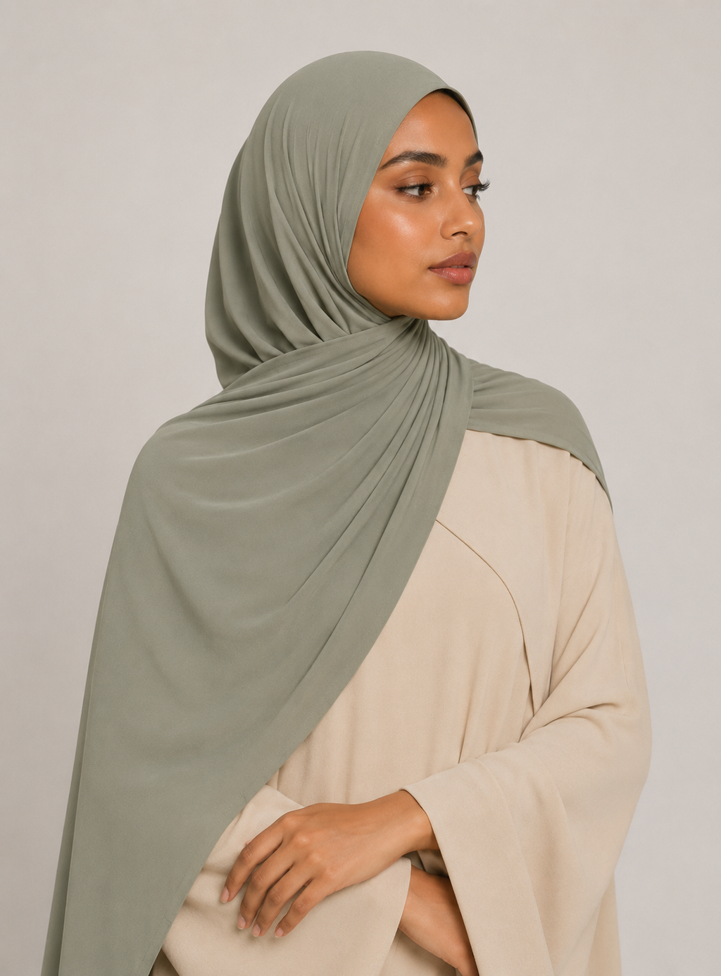 Premium Satin Jersey Hijab - dusty green