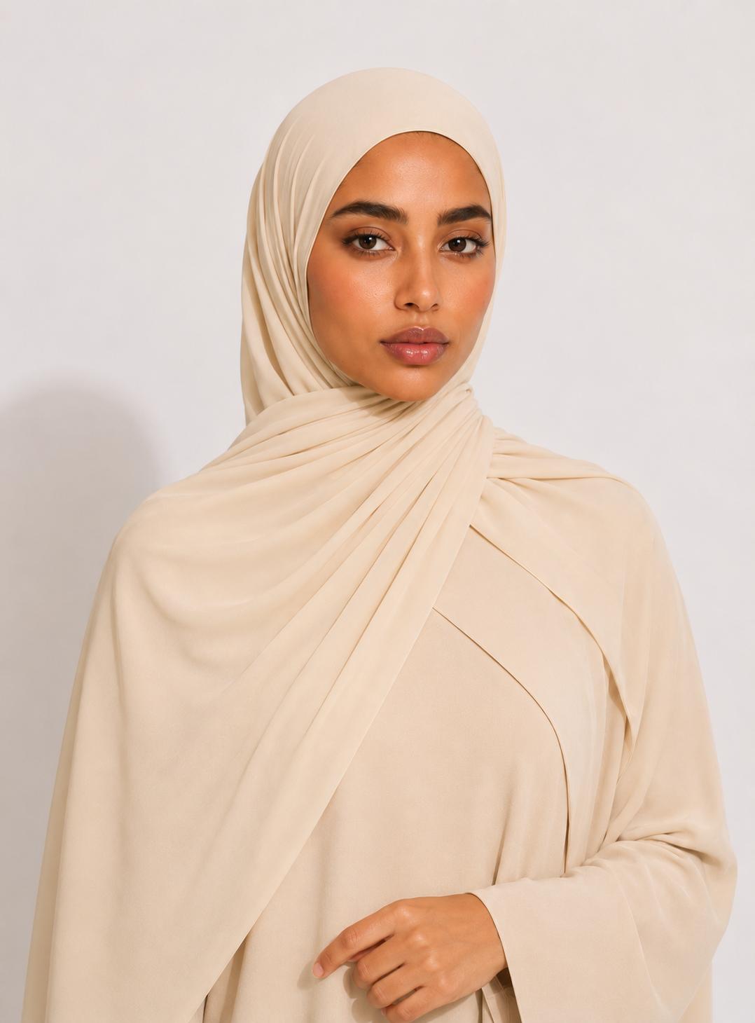 Premium Satin Jersey Hijab - buttercream