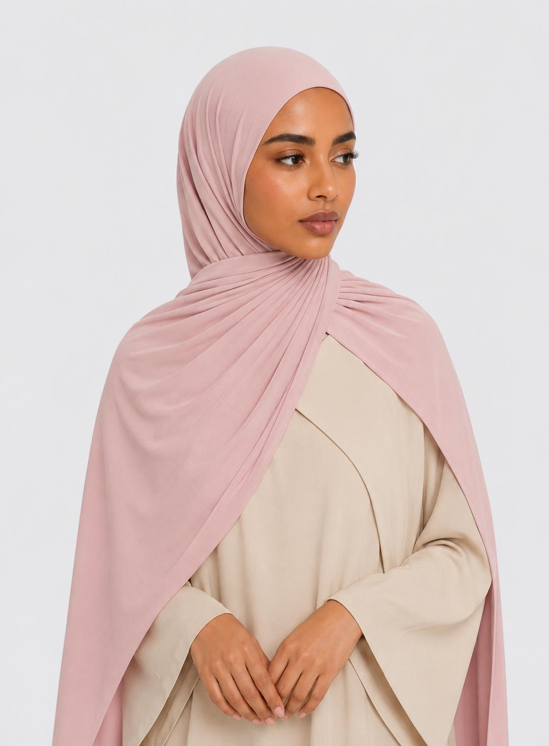 Premium Satin Jersey Hijab - dusty pink