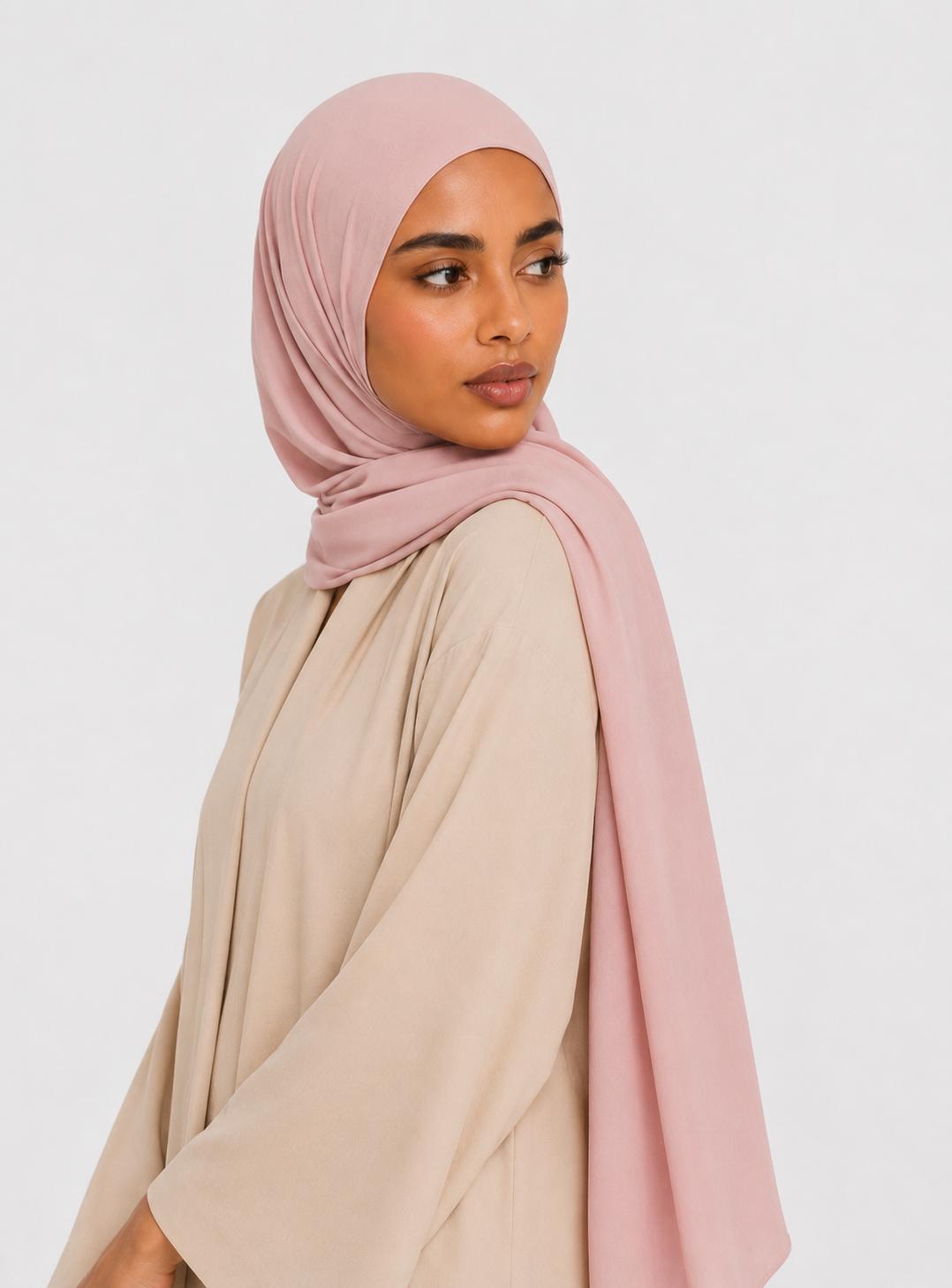 Premium Satin Jersey Hijab - dusty pink