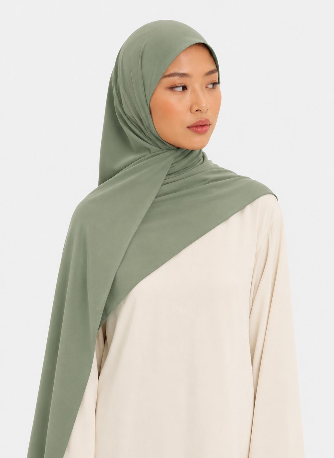 Premium Satin Jersey Hijab - green apple