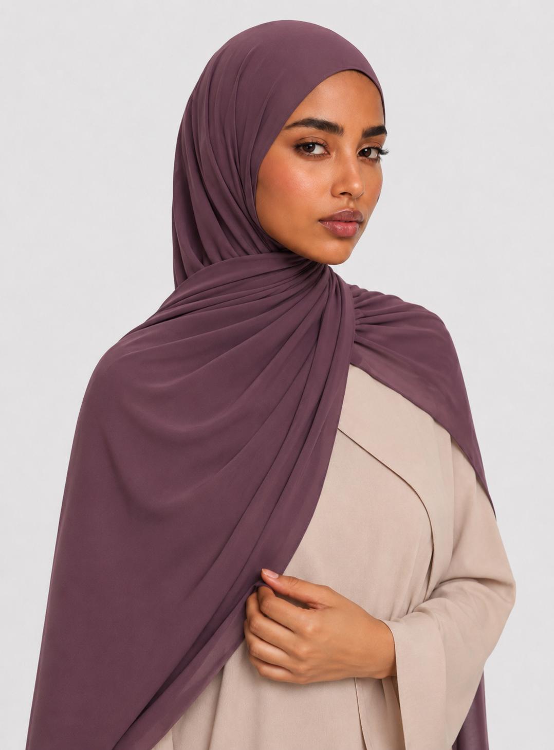 Premium Satin Jersey Hijab - muted berry
