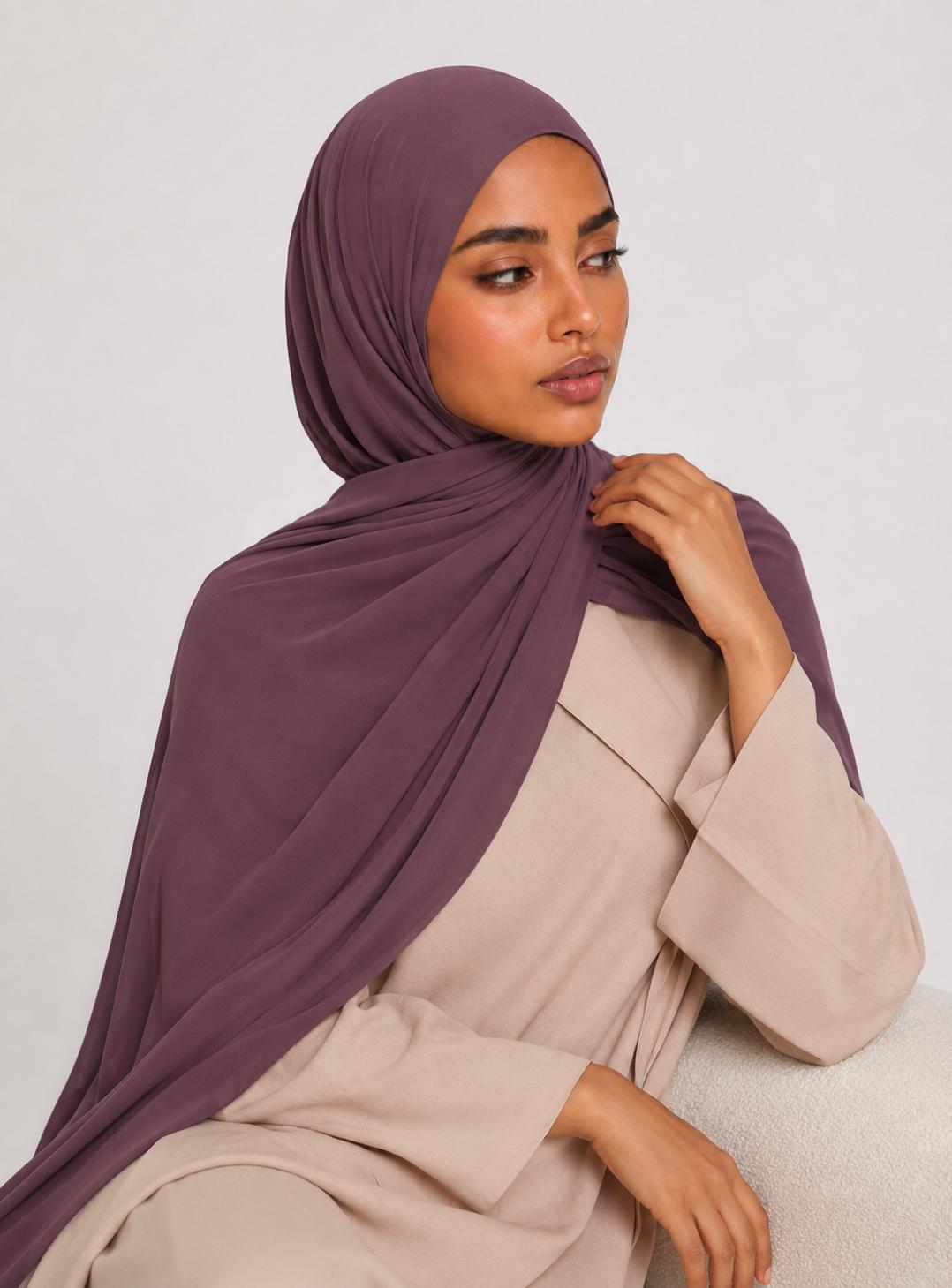 Premium Satin Jersey Hijab - muted berry