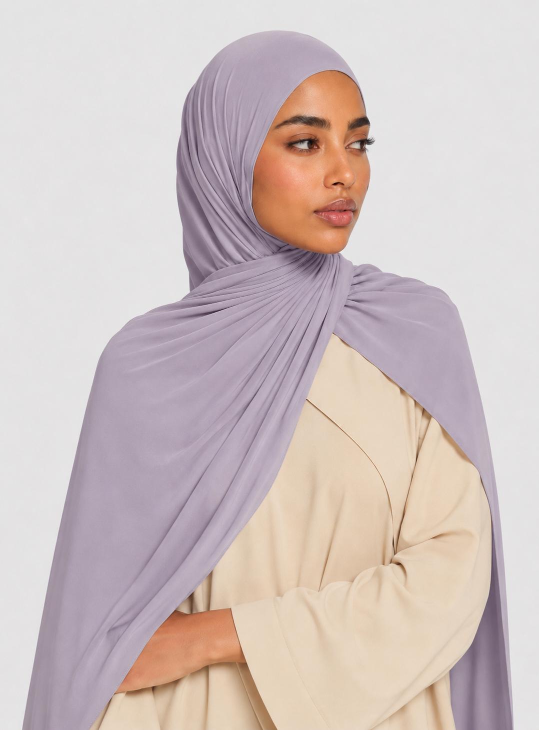 Premium Satin Jersey Hijab - muted lilac