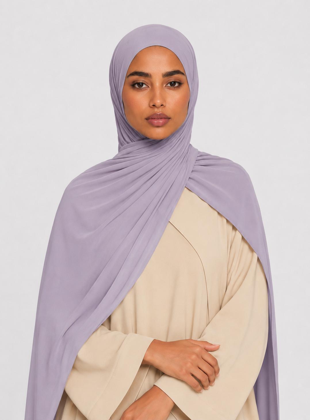 Premium Satin Jersey Hijab - muted lilac