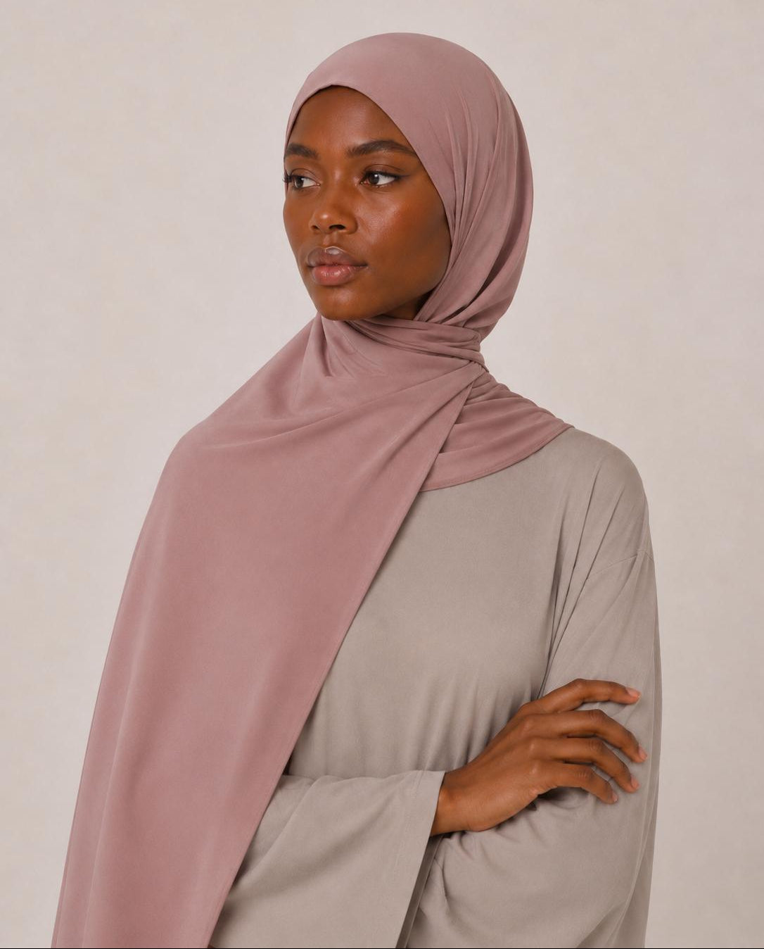 Premium Satin Jersey Hijab - nude rose