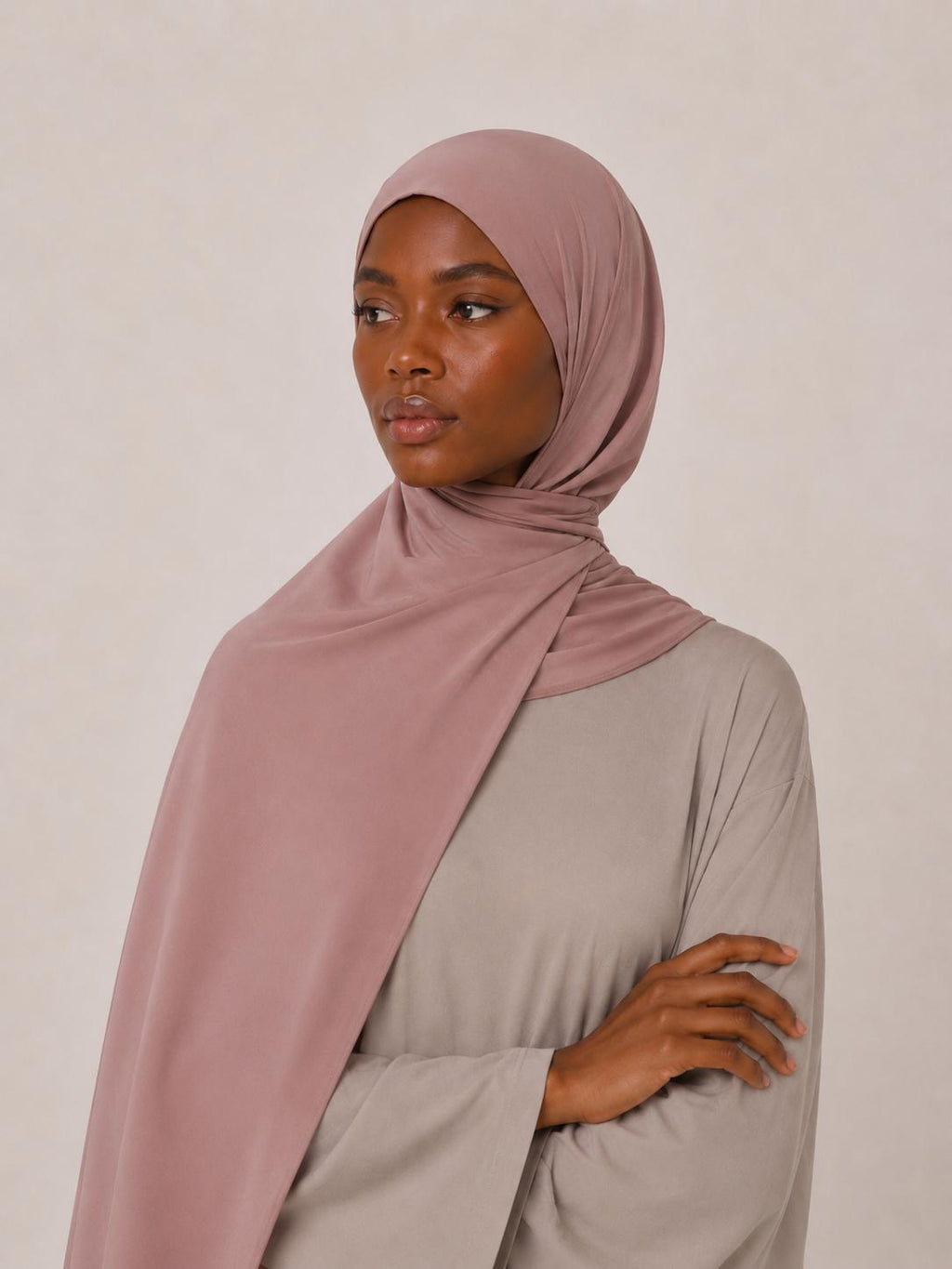 Premium Satin Jersey Hijab - nude rose
